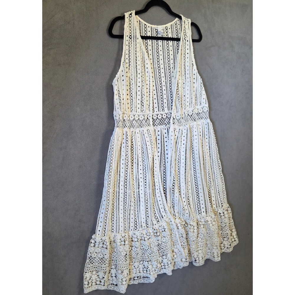 Cato Long Sleeveless Lace Vest Women's XL Boho Layering Ruffle Cottagecore - Picture 2 of 14
